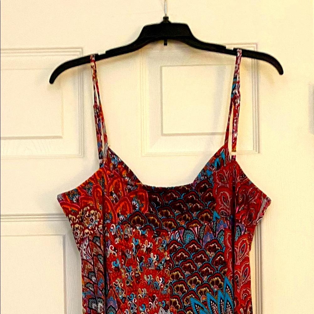 Forever XXI Maxi Dress Red Blue Paisley Silky